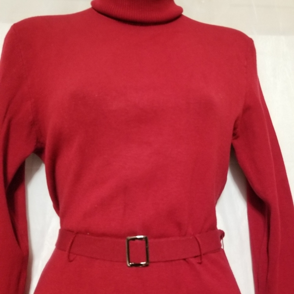 Bcbgmaxazria turtleneck red belted sweater L - Picture 6 of 11